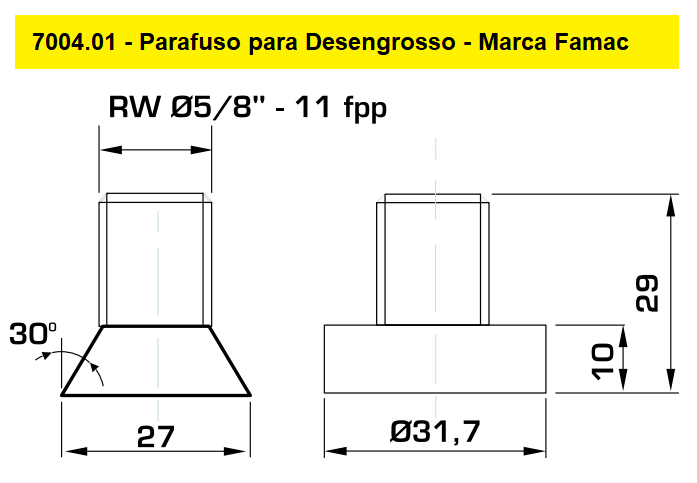 Parafuso para Desengrosso - Famac - Cód. 7004.01